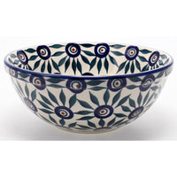A picture of a Polish Pottery 6.75" Bowl (Peacock Parade) | M090U-AS60 as shown at PolishPotteryOutlet.com/products/6-75-bowl-peacock-parade