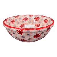 A picture of a Polish Pottery 6.75" Bowl (Scarlet Daisy) | M090U-AS73 as shown at PolishPotteryOutlet.com/products/6-75-bowl-scarlet-daisy-m090u-as73
