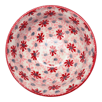 A picture of a Polish Pottery 6.75" Bowl (Scarlet Daisy) | M090U-AS73 as shown at PolishPotteryOutlet.com/products/6-75-bowl-scarlet-daisy-m090u-as73