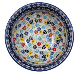 Polish Pottery 6.75" Bowl (Floral Swirl) | M090U-BL01 Additional Image at PolishPotteryOutlet.com