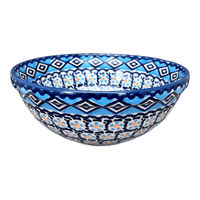 A picture of a Polish Pottery 6.75" Bowl (Blue Diamond) | M090U-DHR as shown at PolishPotteryOutlet.com/products/6-75-bowl-blue-diamond-m090u-dhr