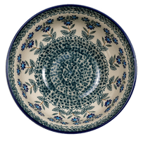 A picture of a Polish Pottery 6.75" Bowl (Blossoms on the Green) | M090U-J126 as shown at PolishPotteryOutlet.com/products/6-75-bowl-blossoms-on-the-green