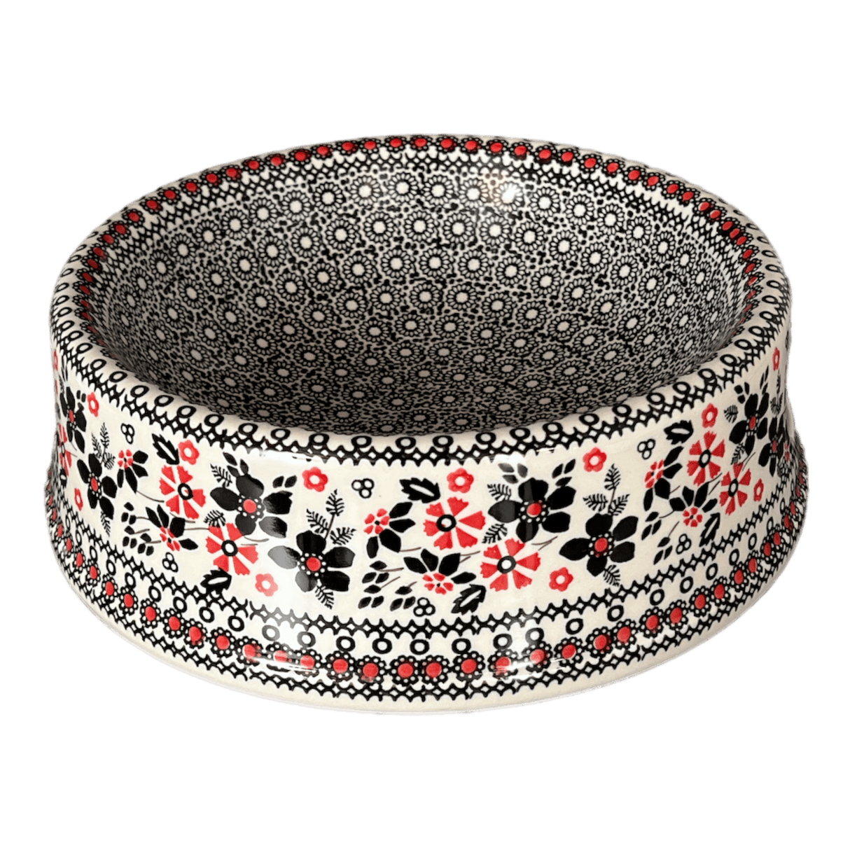 Bowl, Round, Dog Bowl, 10.25" Large in "Duet in Black & Red" by Manufaktura | M110S-DPCC