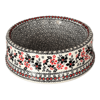 A picture of a Polish Pottery Large Dog Bowl (Duet in Black & Red) | M110S-DPCC as shown at PolishPotteryOutlet.com/products/large-dog-bowl-duet-in-black-red-m110s-dpcc