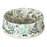 A picture of a Polish Pottery Large Dog Bowl (Scattered Ferns) | M110S-GZ39 as shown at PolishPotteryOutlet.com/products/large-dog-bowl-scattered-ferns-m110s-gz39