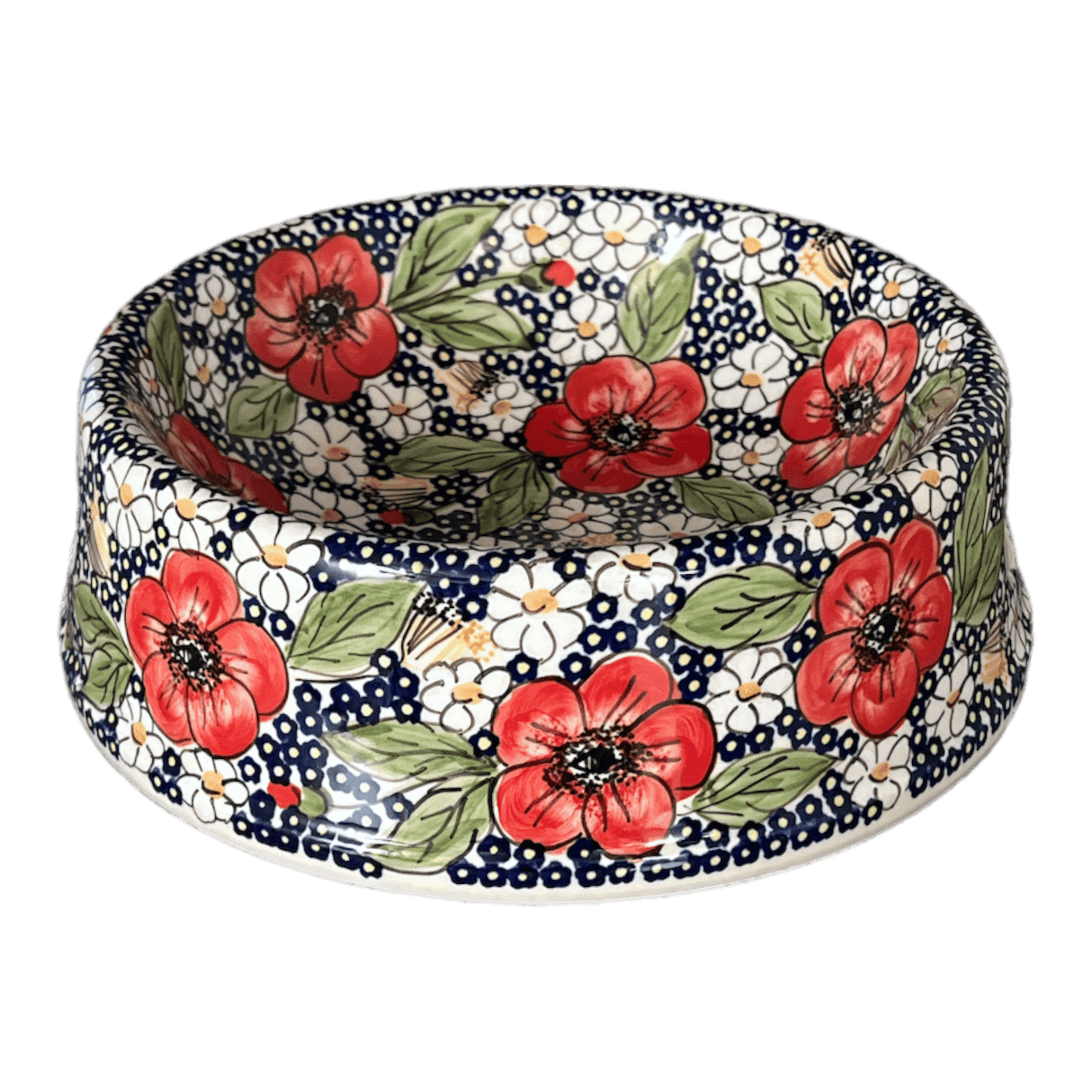 Bowl, Round, Dog Bowl, 10.25" Large in "Poppies & Posies" by Manufaktura | M110S-IM02