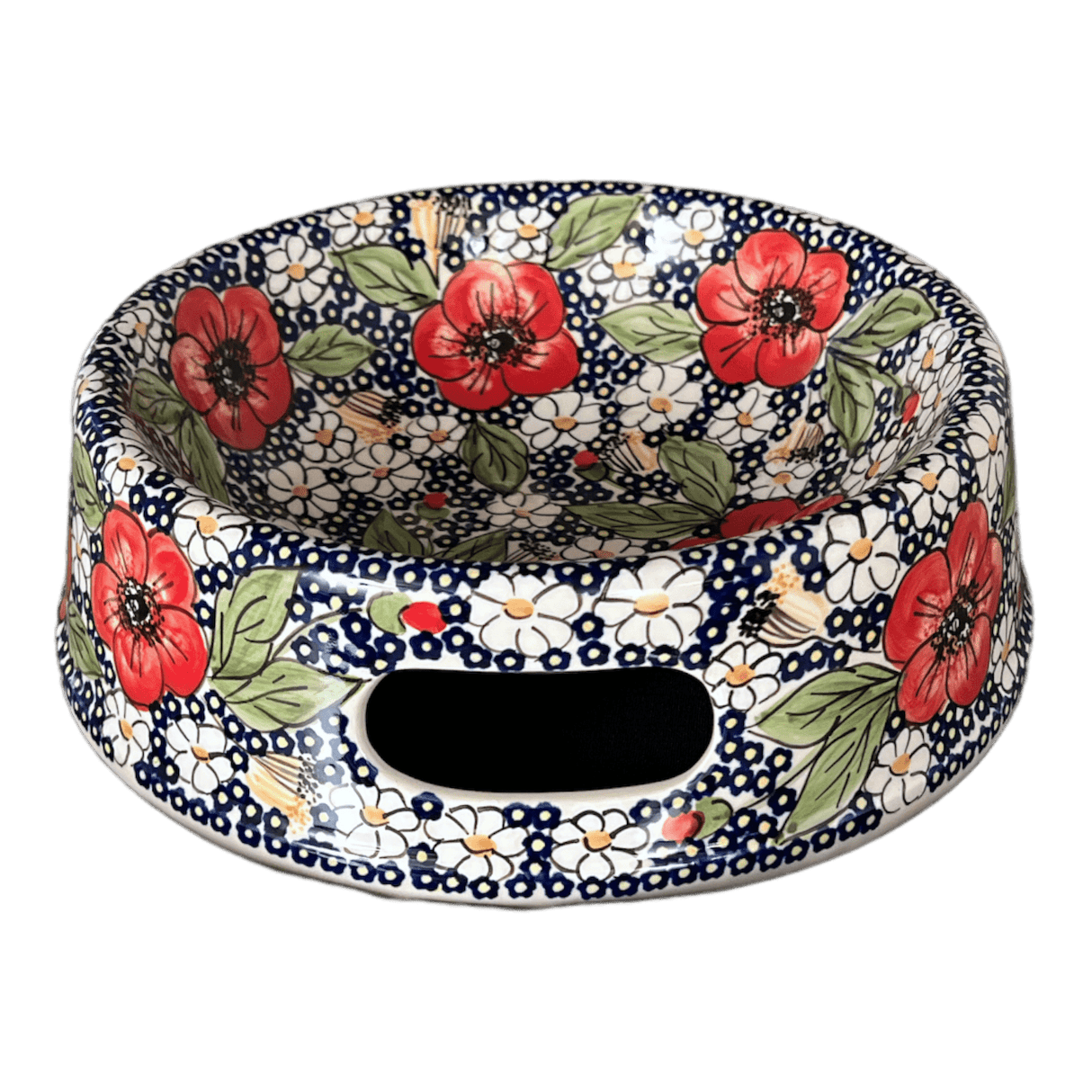 Bowl, Round, Dog Bowl, 10.25" Large in "Poppies & Posies" by Manufaktura | M110S-IM02