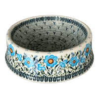 A picture of a Polish Pottery Large Dog Bowl (Baby Blue Blossoms) | M110S-JS49 as shown at PolishPotteryOutlet.com/products/large-dog-bowl-baby-blue-blossoms-m110s-js49