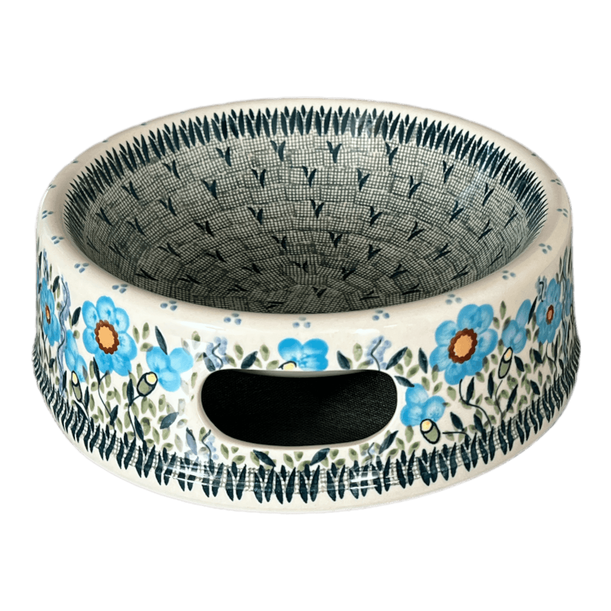 Bowl, Round, Dog Bowl, 10.25" Large in "Baby Blue Blossoms" by Manufaktura | M110S-JS49