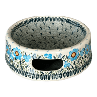 A picture of a Polish Pottery Large Dog Bowl (Baby Blue Blossoms) | M110S-JS49 as shown at PolishPotteryOutlet.com/products/large-dog-bowl-baby-blue-blossoms-m110s-js49