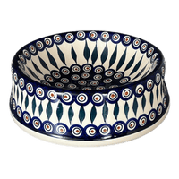 A picture of a Polish Pottery Large Dog Bowl (Peacock) | M110T-54 as shown at PolishPotteryOutlet.com/products/large-dog-bowl-peacock-m110t-54
