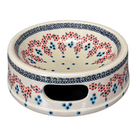 A picture of a Polish Pottery Large Dog Bowl (Floral Symmetry) | M110T-DH18 as shown at PolishPotteryOutlet.com/products/large-dog-bowl-floral-symmetry-m110t-dh18