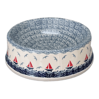 A picture of a Polish Pottery Large Dog Bowl (Smooth Seas) | M110T-DPML as shown at PolishPotteryOutlet.com/products/large-dog-bowl-smooth-seas-m110t-dpml