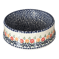 A picture of a Polish Pottery Large Dog Bowl (Flower Power) | M110T-JS14 as shown at PolishPotteryOutlet.com/products/large-dog-bowl-flower-power-m110t-js14