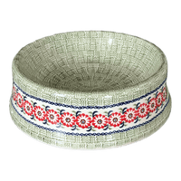 A picture of a Polish Pottery Large Dog Bowl (Woven Reds) | M110T-P181 as shown at PolishPotteryOutlet.com/products/large-dog-bowl-woven-reds-m110t-p181