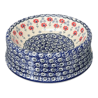 A picture of a Polish Pottery Large Dog Bowl (Summer Blossoms) | M110T-P232 as shown at PolishPotteryOutlet.com/products/large-dog-bowl-summer-blossoms-m110t-p232