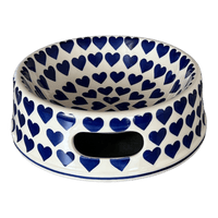 A picture of a Polish Pottery Large Dog Bowl (Whole Hearted) | M110T-SEDU as shown at PolishPotteryOutlet.com/products/large-dog-bowl-whole-hearted-m110t-sedu