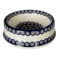 A picture of a Polish Pottery Large Dog Bowl (Peacock Dot) | M110U-54K as shown at PolishPotteryOutlet.com/products/large-dog-bowl-peacock-dot-m110u-54k