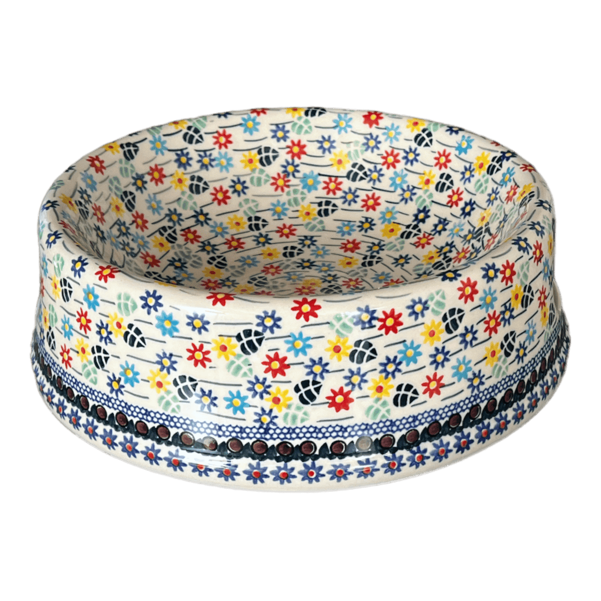 Bowl, Round, Dog Bowl, 10.25" Large in "Floral Swirl" by Manufaktura | M110U-BL01