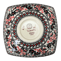 A picture of a Polish Pottery Medium Nut Dish (Duet in Black & Red) | M113S-DPCC as shown at PolishPotteryOutlet.com/products/medium-nut-dish-duet-in-black-red-m113s-dpcc