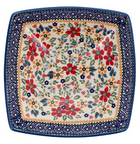 A picture of a Polish Pottery Medium Nut Dish (Ruby Bouquet) | M113S-DPCS as shown at PolishPotteryOutlet.com/products/medium-nut-dish-ruby-bouquet-m113s-dpsc