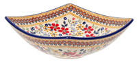 A picture of a Polish Pottery Medium Nut Dish (Ruby Duet) | M113S-DPLC as shown at PolishPotteryOutlet.com/products/medium-nut-dish-ruby-duet
