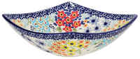 A picture of a Polish Pottery Medium Nut Dish (Brilliant Garden) | M113S-DPLW as shown at PolishPotteryOutlet.com/products/medium-nut-dish-brilliant-garden
