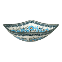 A picture of a Polish Pottery Medium Nut Dish (Baby Blue Blossoms) | M113S-JS49 as shown at PolishPotteryOutlet.com/products/medium-nut-dish-baby-blue-blossoms-m113s-js49