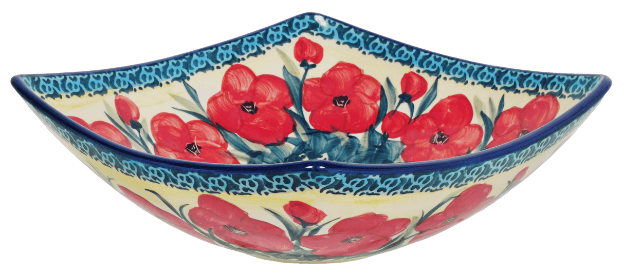 Bowl, Square, Nut, Medium, 7.75" in "Poppies in Bloom" by Manufaktura | M113S-JZ34