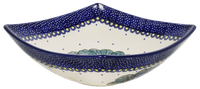 A picture of a Polish Pottery Medium Nut Dish (Pansies) | M113S-JZB as shown at PolishPotteryOutlet.com/products/medium-nut-dish-pansies