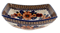 A picture of a Polish Pottery Medium Nut Dish (Bouquet in a Basket) | M113S-JZK as shown at PolishPotteryOutlet.com/products/medium-nut-dish-bouquet-in-a-basket-m113s-jzk