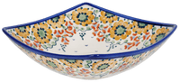 A picture of a Polish Pottery Medium Nut Dish (Autumn Harvest) | M113S-LB as shown at PolishPotteryOutlet.com/products/medium-nut-dish-autumn-harvest