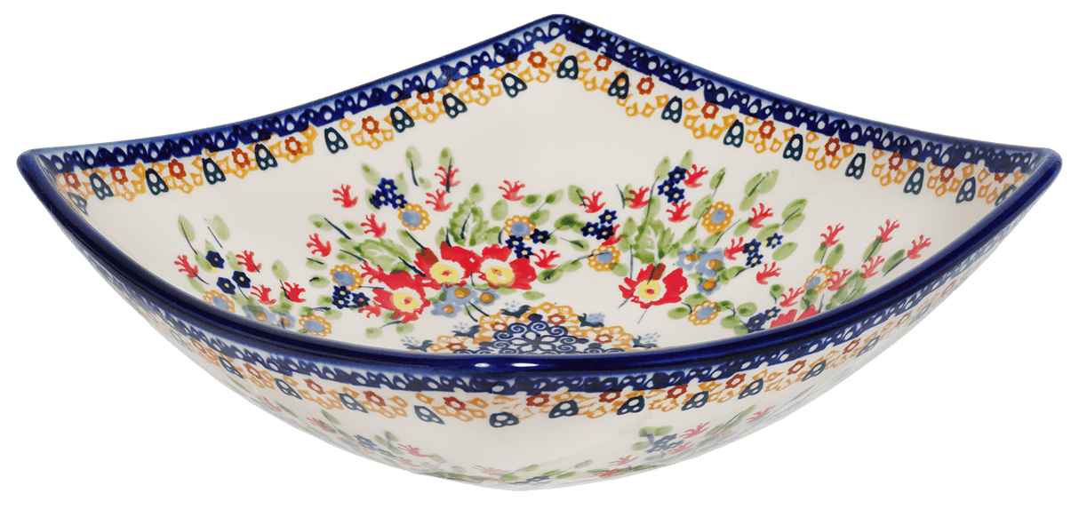 Bowl, Square, Nut, Medium, 7.75" in "Poppy Persuasion" by Manufaktura | M113S-P265