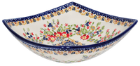 A picture of a Polish Pottery Medium Nut Dish (Poppy Persuasion) | M113S-P265 as shown at PolishPotteryOutlet.com/products/medium-nut-dish-poppy-persuasion