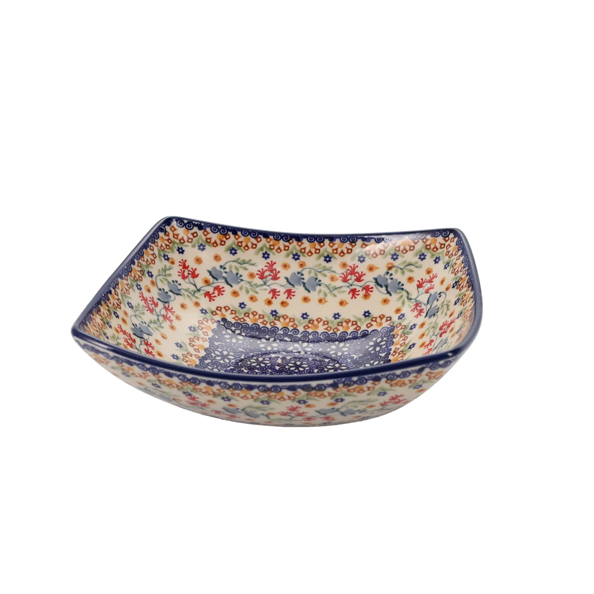 Bowl, Square, Nut, Medium, 7.75" in "Wildflower Delight" by Manufaktura | M113S-P273