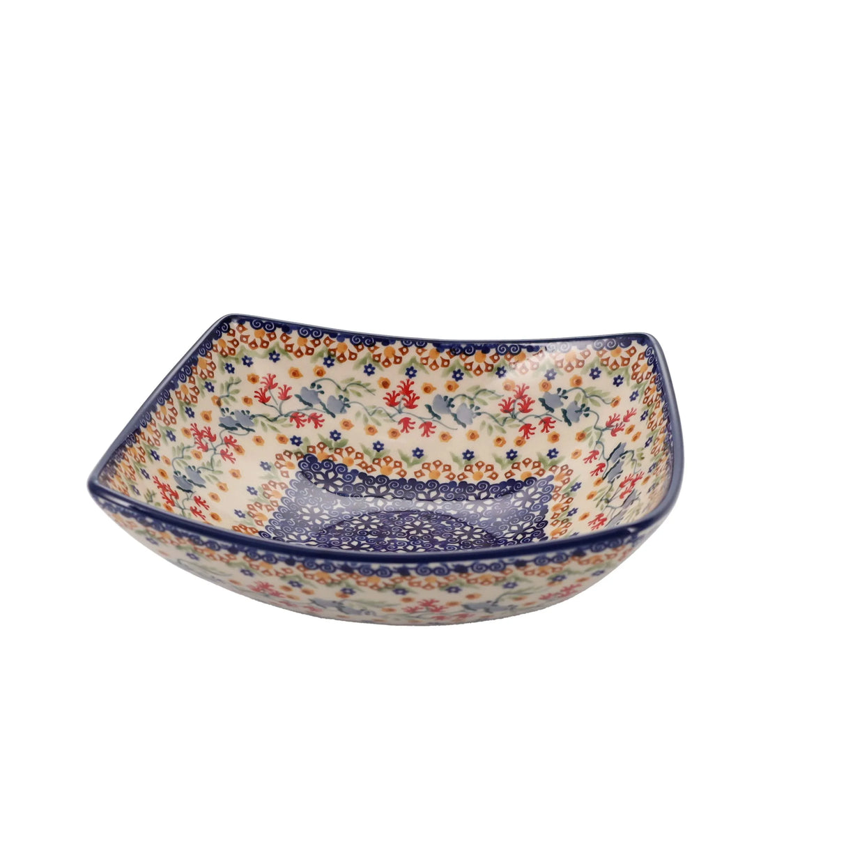 Bowl, Square, Nut, Medium, 7.75" in "Wildflower Delight" by Manufaktura | M113S-P273