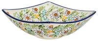 A picture of a Polish Pottery Medium Nut Dish (Daisy Bouquet) | M113S-TAB3 as shown at PolishPotteryOutlet.com/products/medium-nut-dish-daisy-bouquet