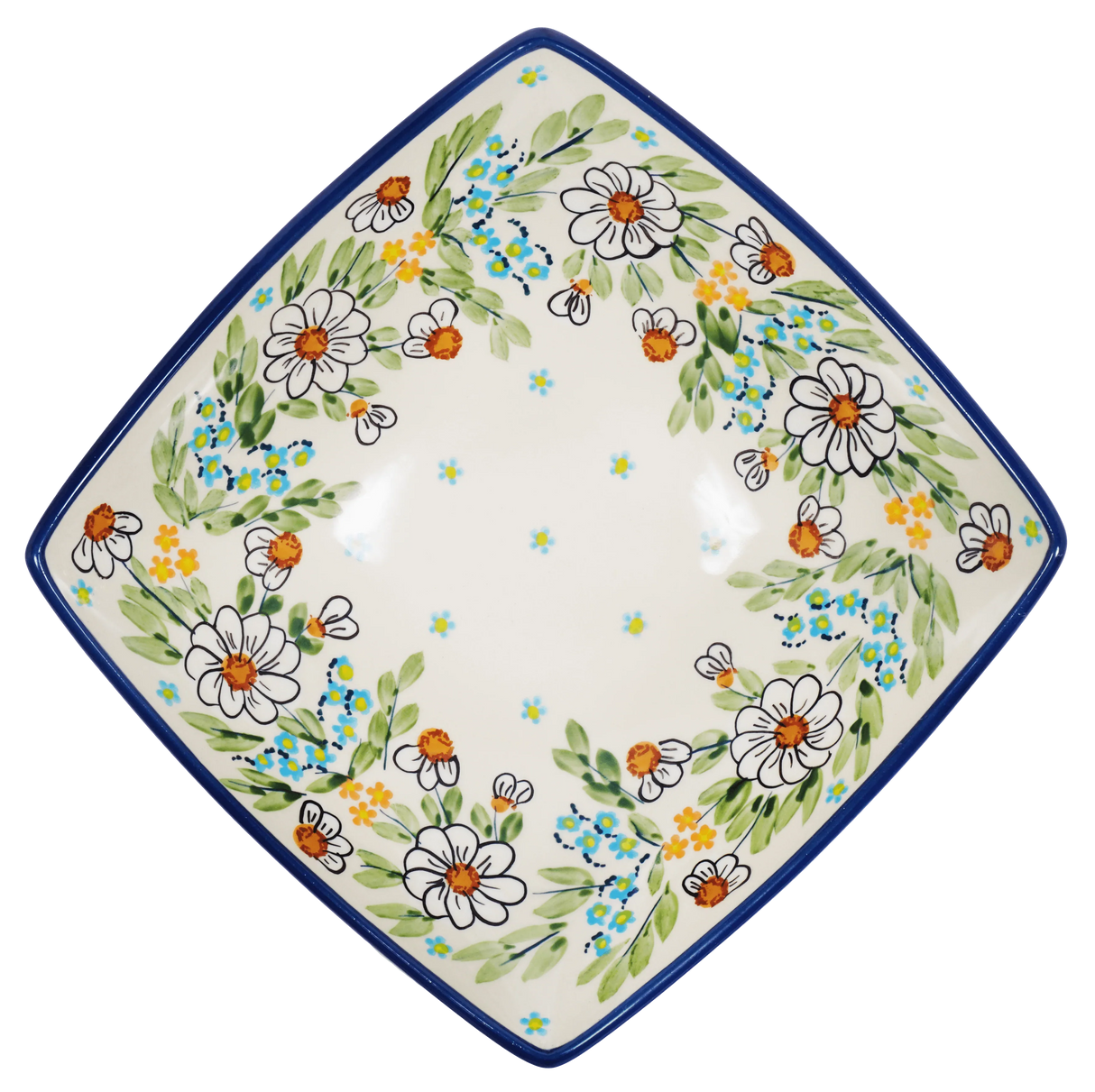 Bowl, Square, Nut, Medium, 7.75" in "Daisy Bouquet" by Manufaktura | M113S-TAB3