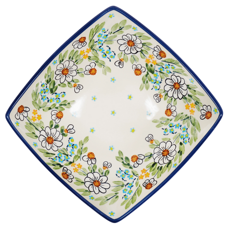 Bowl, Square, Nut, Medium, 7.75" in "Daisy Bouquet" by Manufaktura | M113S-TAB3