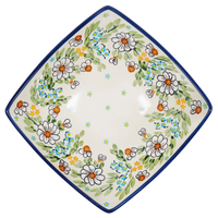 A picture of a Polish Pottery Medium Nut Dish (Daisy Bouquet) | M113S-TAB3 as shown at PolishPotteryOutlet.com/products/medium-nut-dish-daisy-bouquet