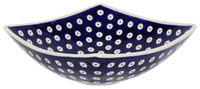 A picture of a Polish Pottery Medium Nut Dish (Dot to Dot) | M113T-70A as shown at PolishPotteryOutlet.com/products/medium-nut-dish-dot-to-dot