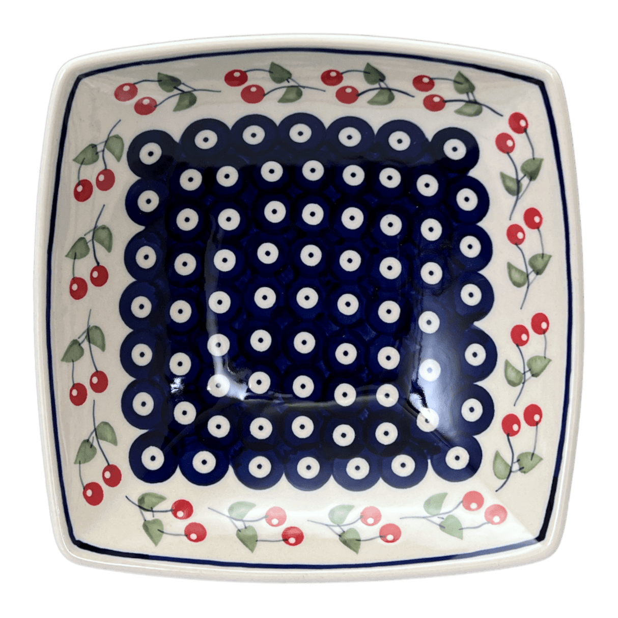 Bowl, Square, Nut, Medium, 7.75" in "Cherry Dot" by Manufaktura | M113T-70WI