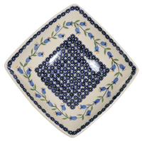 A picture of a Polish Pottery Medium Nut Dish (Lily of the Valley) | M113T-ASD as shown at PolishPotteryOutlet.com/products/medium-nut-dish-lily-of-the-valley