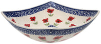 A picture of a Polish Pottery Medium Nut Dish (Poppy Garden) | M113T-EJ01 as shown at PolishPotteryOutlet.com/products/copy-of-medium-nut-dish-blue-spray