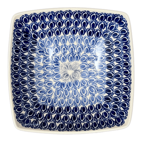 Bowl, Square, Nut, Medium, 7.75" in "Tulip Blues" by Manufaktura | M113T-GP16