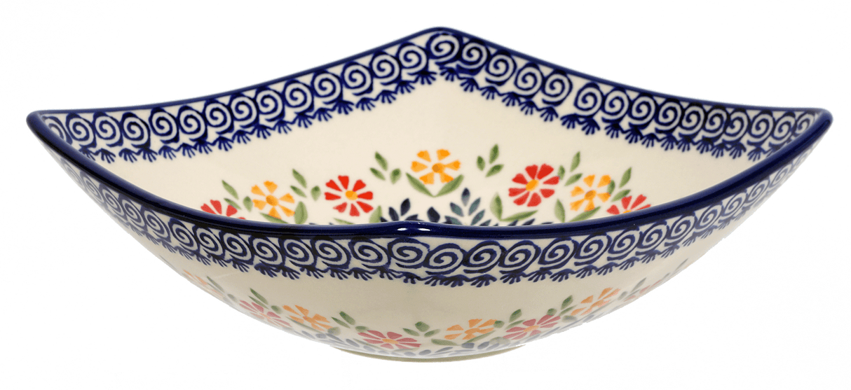 Bowl, Square, Nut, Medium, 7.75" in "Flower Power" by Manufaktura | M113T-JS14