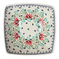 A picture of a Polish Pottery Medium Nut Dish (Daisy Crown) | M113T-MC20 as shown at PolishPotteryOutlet.com/products/medium-nut-dish-daisy-crown-m113t-mc20