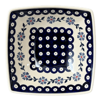 A picture of a Polish Pottery Medium Nut Dish (Periwinkle Chain) | M113T-P213 as shown at PolishPotteryOutlet.com/products/medium-nut-dish-periwinkle-chain-m113t-p213