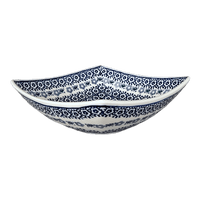 A picture of a Polish Pottery Medium Nut Dish (Butterfly Border) | M113T-P249 as shown at PolishPotteryOutlet.com/products/medium-nut-dish-butterfly-border-m113t-p249