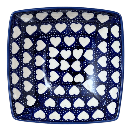 Bowl, Square, Nut, Medium, 7.75" in "Sea of Hearts" by Manufaktura | M113T-SEA